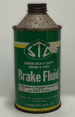 Vintage STC Brake Fluid Cone Top 12oz Can Bridge City Texas