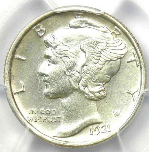 1921-D Mercury Dime 10C Coin - Uncirculated Details Silver Coins