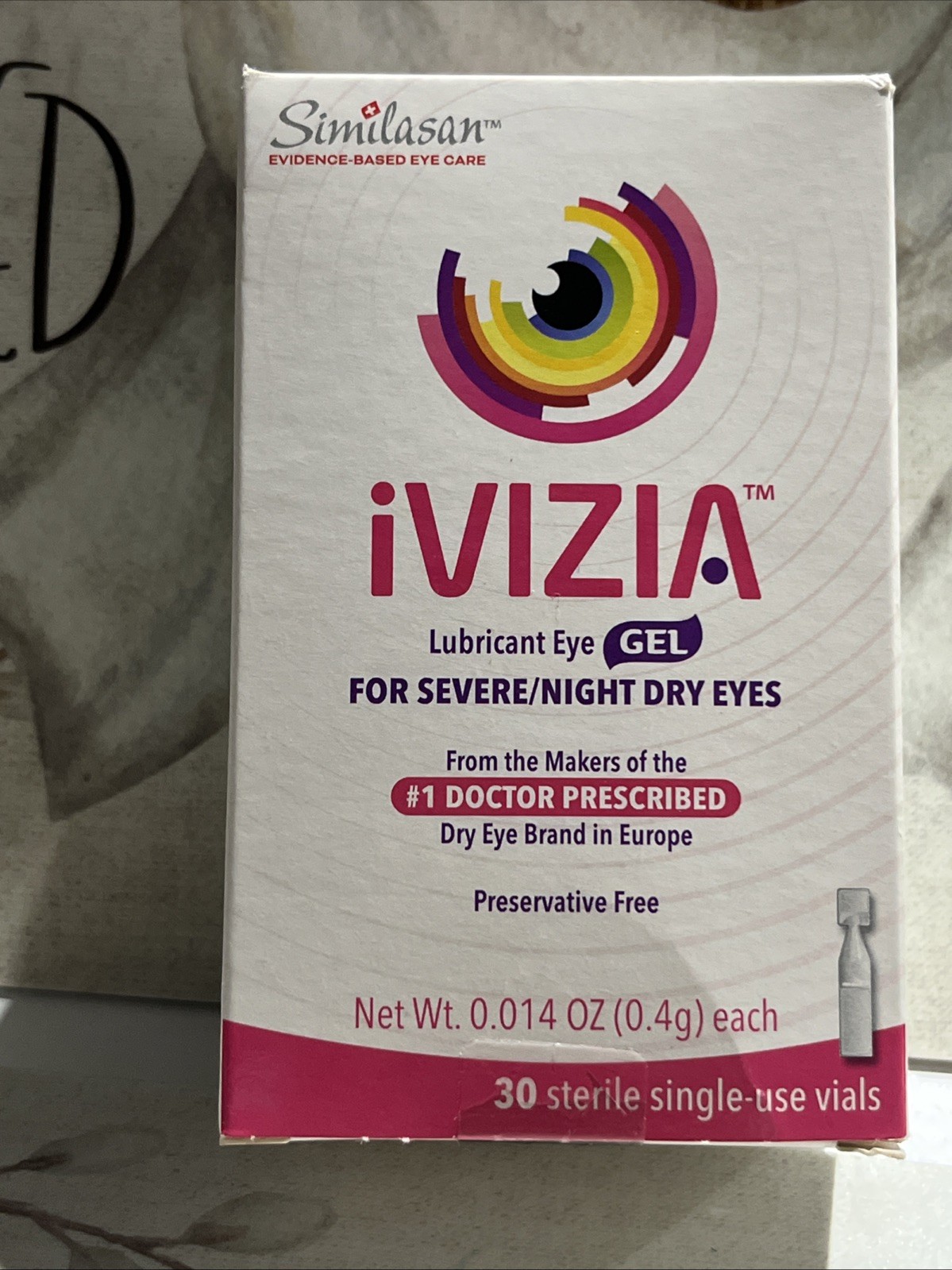 iVIZIA Lubricant Eye Gel For Severe/night Dry Eyes; Net Wt 0.014 Oz ; BB 04/27