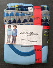 NWT Eddie Bauer Boys Youth 4-Piece Pajama and lounge Sets Blue Med 10/12