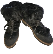 Franco Sarto Women's Harlin Ankle Boots Size 8.5 Faux Fur Lace