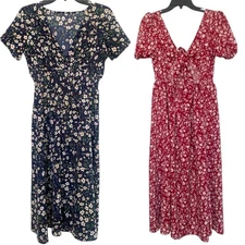 Set of 2 Midi Floral Dresses Size Small