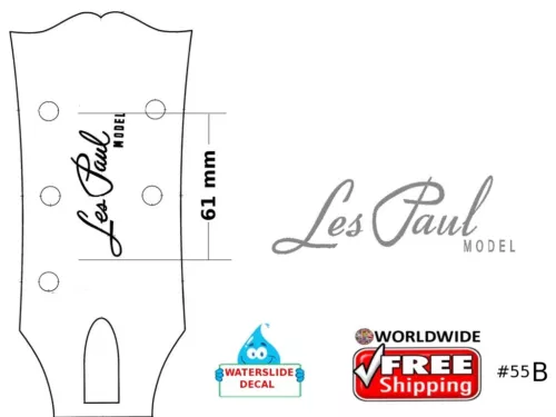 Gibson Les Paul Model guitar Decal head stocks Restoration water slide Logo 55b