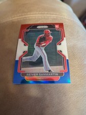 2022 Panini Prizm Red White Blue Prizm #160 Reiver Sanmartin RC Cincinnati Reds