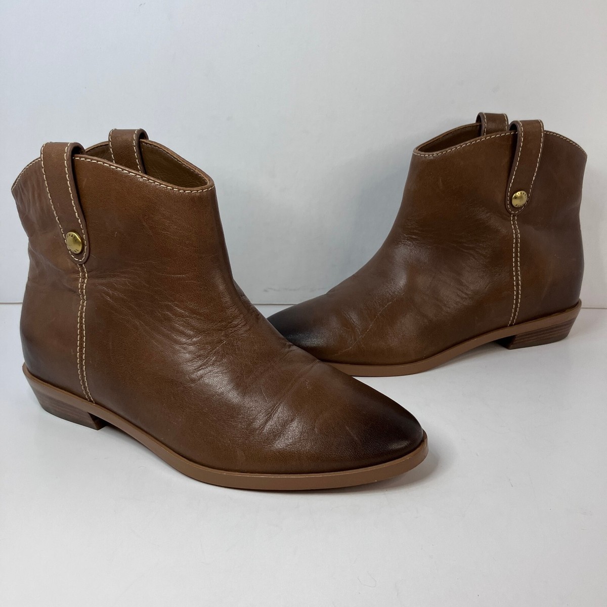 Michael Kors Ashton Brown Leather Ankle Boot Women display picture 1