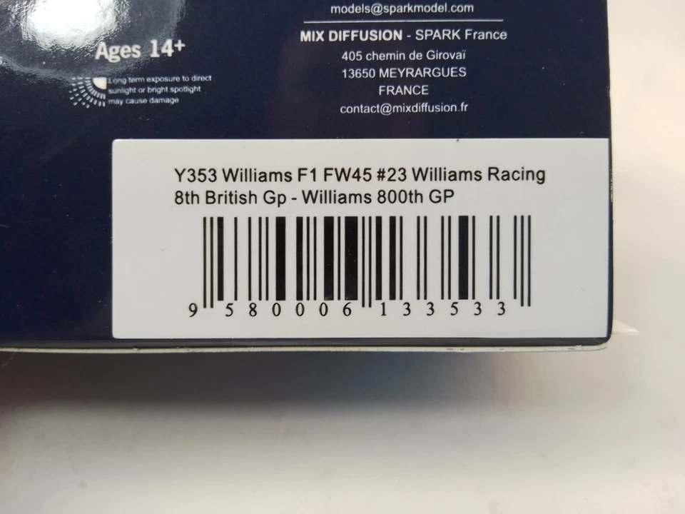 Spark Williams FW45 #23 Alexander Albon British GP 2023 1/64 Y353 - Image 4 of 4