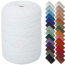 3mm x 328 Yards White Macrame Cord Cotton Rope for Wall Hanging Plant Hangers