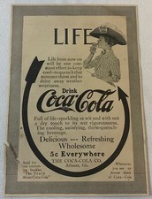 1910 COCA-COLA ad ~ 5.5x8 ~ has two tears