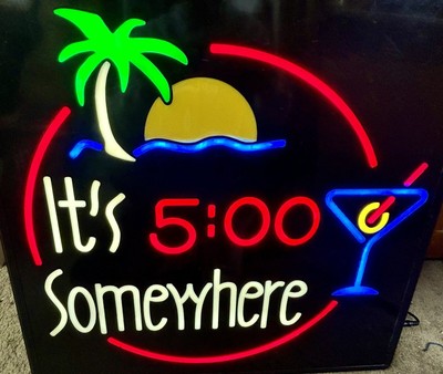 LED It's 5:00 O'Clock Somewhere Neon Sign 22 LED It's 5:00 O'Clock Somewhere Neon Sign 22