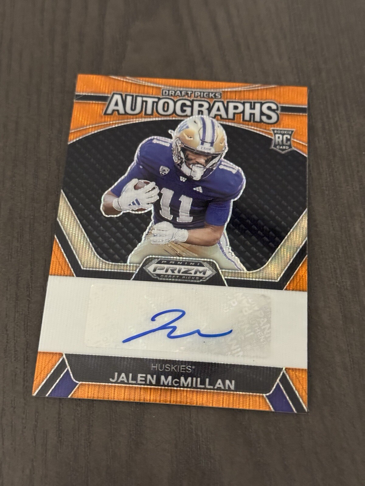 2024 Panini Prizm Draft Picks Autographs Orange Wave /75 #DPA-JMI JALEN McMILLAN