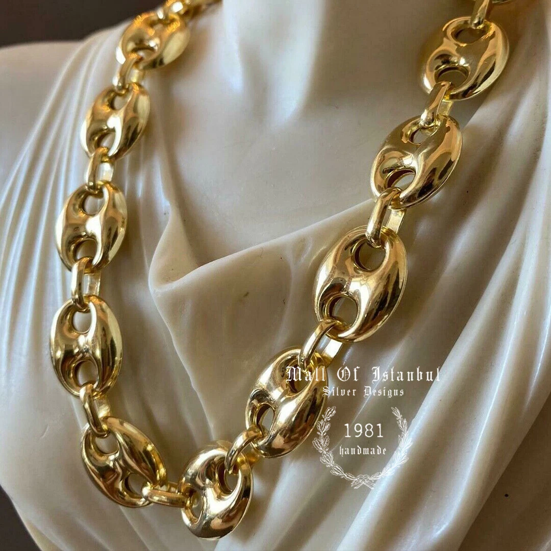 TUOKAY 18K Heavy Big Faux Gold Chain Necklace,16mm 30 Inch Hip Hop Long Big  Fake Gold Rapper Chain, Punk Style Shiny 90s Cuban Link Chain | Amazon.com