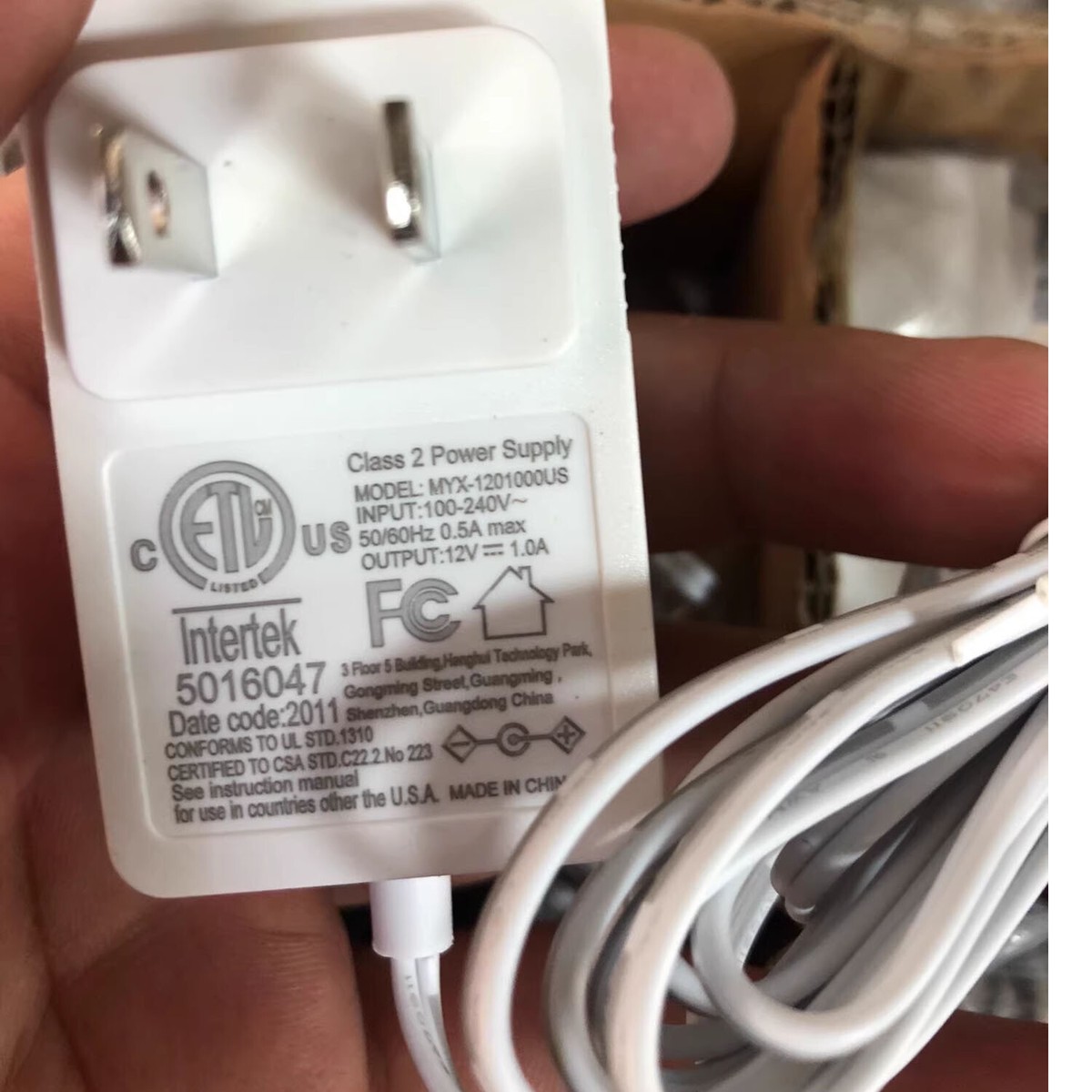 MYX-1201000US 12V 1A 24W AC Power Adapter