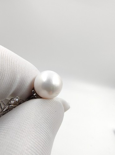 Genuine Huge 12.5mm White Pearl Earrings Moissanite Hallmark 925 Sterling Silver - Picture 13 of 21