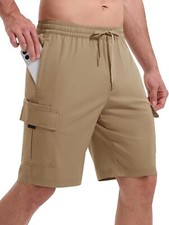 Men's Casual Cargo Shorts - Drawstring Elastic Waist Summer Outdoor Stretch Work