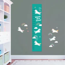 Personalised Green Magical Unicorns Measuring Height Growth Sticker Chart Pack  
