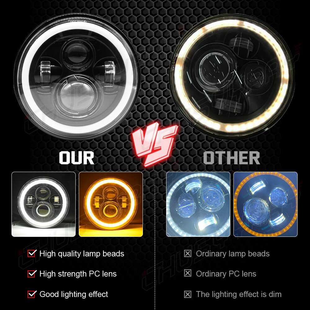 Black Pair For Datsun 280ZX,240Z,260Z,280Z 7inch Round LED