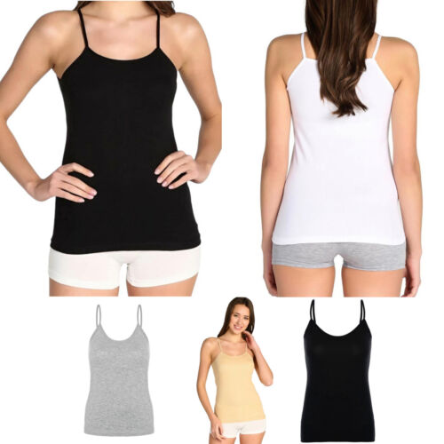 2 Pack Women's Strap Top Undershirts Cotton Spaghetti Strap Women's Top - Picture 1 of 38