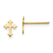 Real 14kt Yellow Gold Madi K Polished Cross Post Earrings