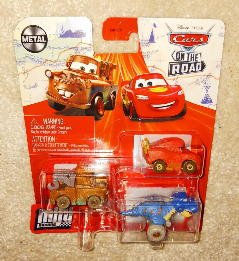 Disney Pixar Cars Mini Racers T-REX, CAVE McQUEEN & CAVE MATER - NEW
