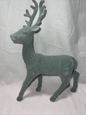 Flocked Gray Silver Reindeer 12  Standing Christmas Holiday