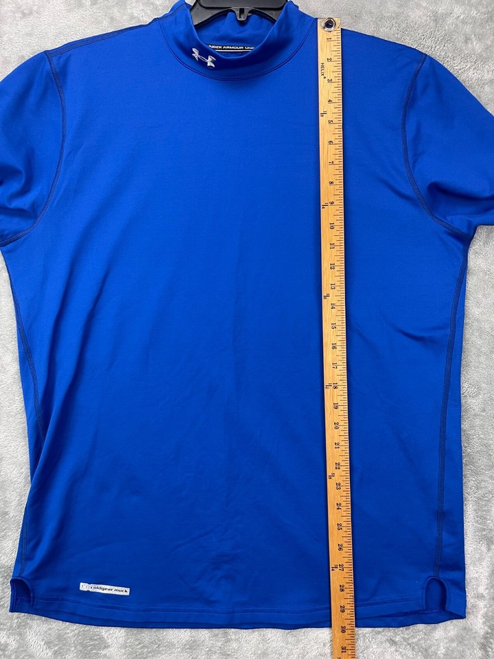 Under Armour Men's Mock TurtleNeck ColdGear Fitted Shirt Blue Size XXL