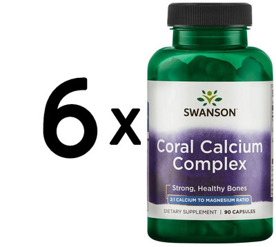 6 x Swanson Coral Calcium Complex - 90 caps (127,08 EUR/kg)