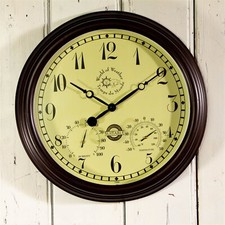 Gartenuhr, Vintage-Look, Gross, Antikbraun, batteriebetrieben