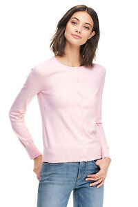 Lands End Women/'s Supima Crew Cotton Cardigan Sweater Rich Red New