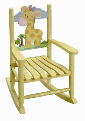 New Children's Toddler Boy Girl Yellow Wood Slat Giraffe Rocking Rocker  Chair
