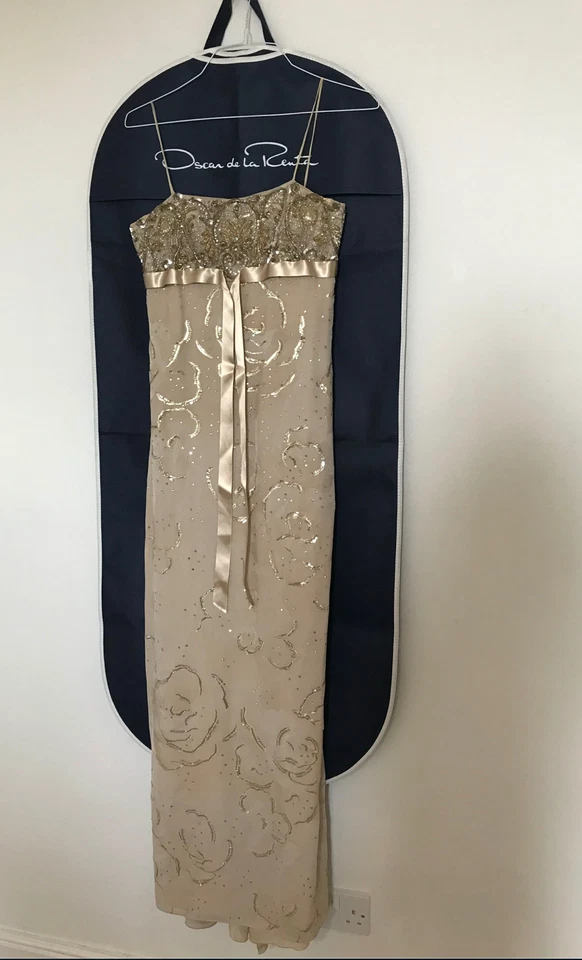 Oscar de la Renta Gold Silk Embroidered Evening Gown UK 10 / US 8 – Runway 2007 - Image 3 of 4