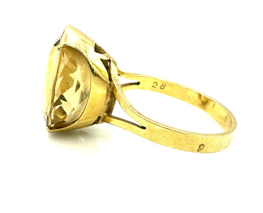 Bague En Or 18 Carats Avec Citrine - Forme Serpent - Taille 49 - Occasion En Très Bel état