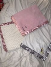 3 Vintage Baby Blankets 2 Carters Child Of Mine 1 Cocalo all have satin trim