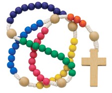 My First Rosary Kids Colorful Rosaries with Wooden Beads and Crucifix 11 Inch