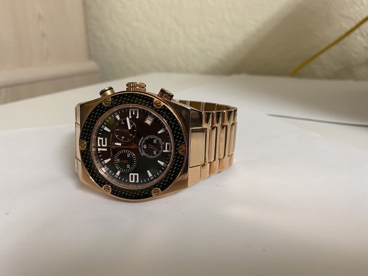 Swiss Legend Men's 40025P Throttle Chronograph Rose gold black MOP