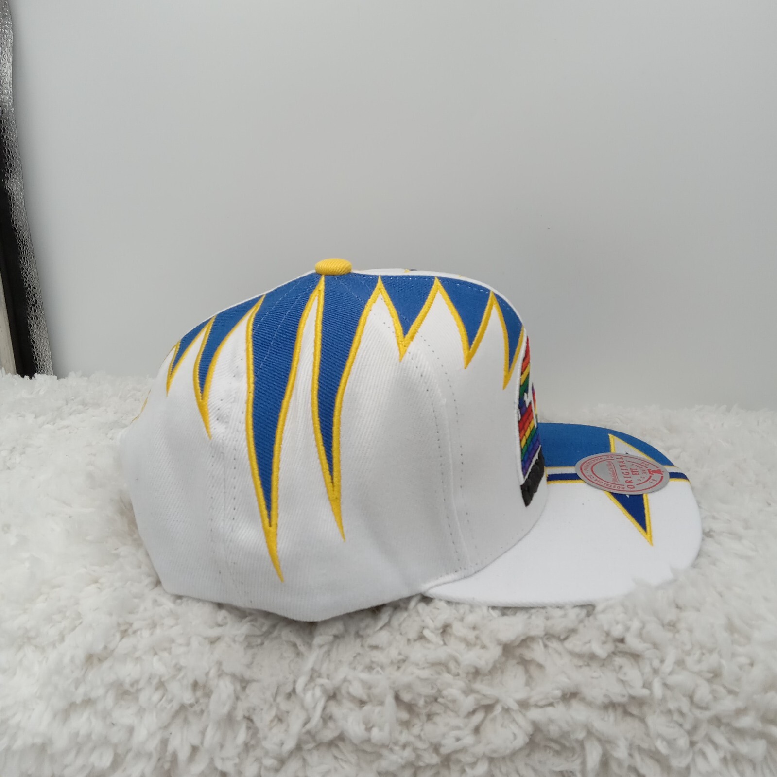 Denver Nuggets Hat Blue White Shockwave Snapback Mitchell & Ness Hardwood