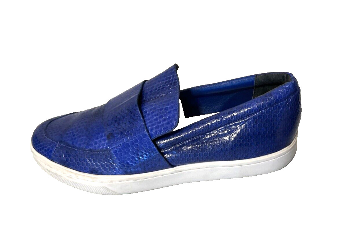Loeffler Randall Python  Sapphire Blue Flats Loaf… - image 1