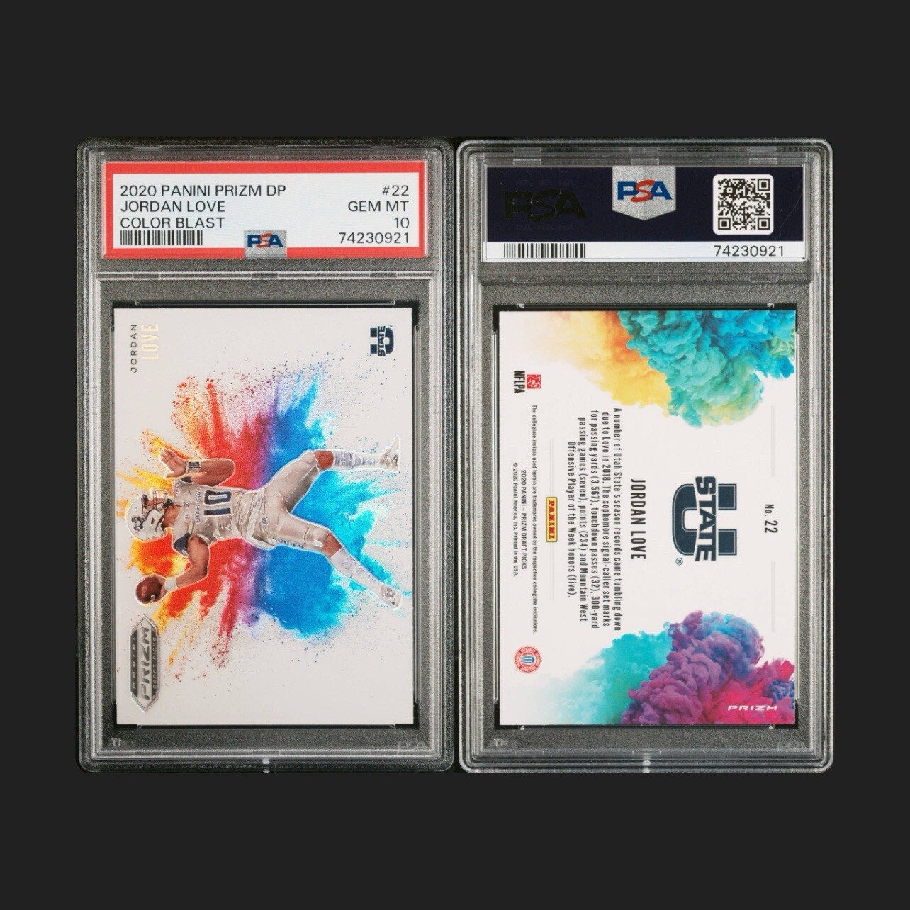 2020 Panini Prizm Draft Picks Color Blast Jordan Love 22 RC PSA 10