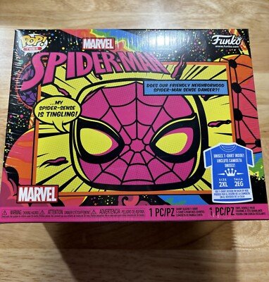 FUNKO POP! MARVEL BLACK LIGHT SPIDER-MAN 2XL TEE BUNDLE Special Limit Exclusive