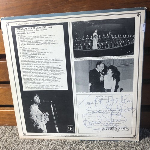 Carmel Quinn Carnegie Hall Autographed Vinyl, LP GP Records GPQ-S-5002 - Picture 4 of 10