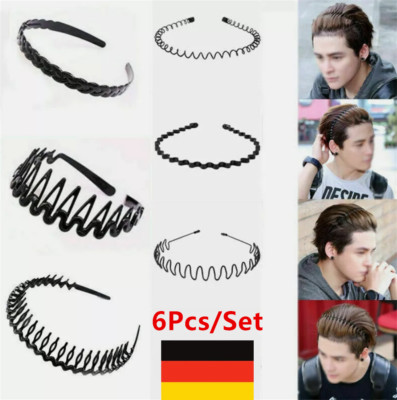 6 Stück Verschiedene Metall Haarreifen Für Männer Frauen Haarband Schwarz DE