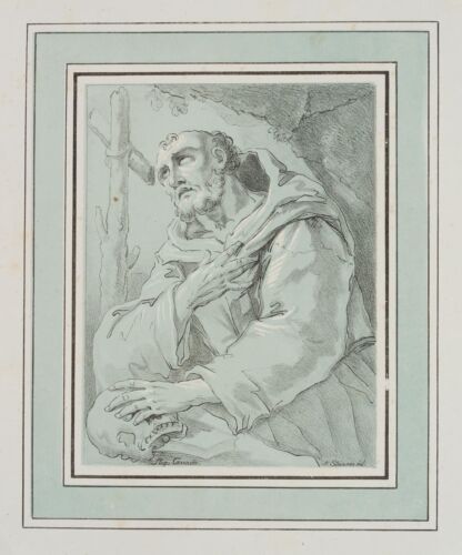 STRIXNER (*1782) según CARRACCI (*1560), Der Hl. Francisco, Lith. figurativo - Imagen 1 de 4