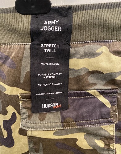 HUDSON Army Jogger Boys SZ L Olive Green Camo Slim Stretch Drawstring Pants NEW - Picture 5 of 8