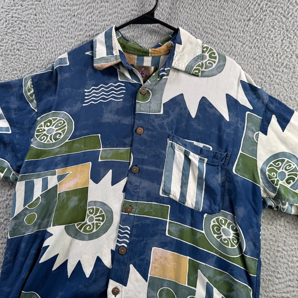 Vintage Territory Ahead Shirt Mens Medium Relaxed Rayon Button Up Tribal Aztec - Image 2 of 4