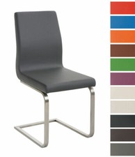 Edelstahl Esszimmerstuhl BELFORT Kunstleder Freischwinger Polster Küchenstuhl