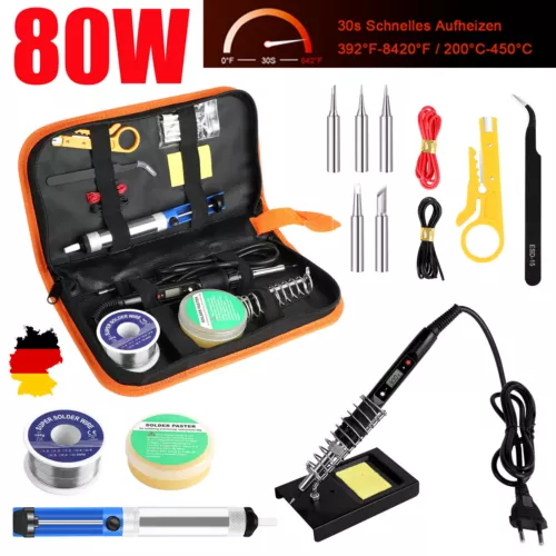 Lötkolben Set Lötset 80W Lötstation Temperatur Einstellbar Soldering Iron Wire
