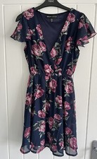 Mela London Ladies Size UK 10 Navy Blue Floral Print Dress see details 