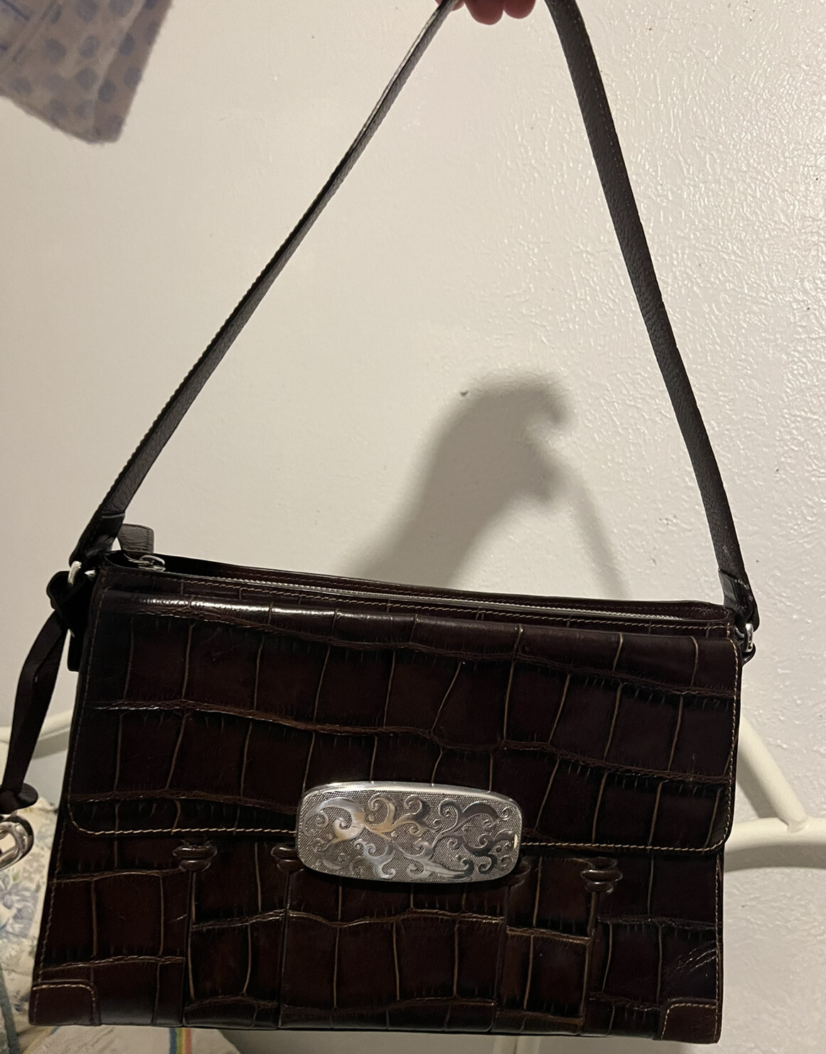 PONY Borsa a tracolla BRIGHTON MINGLE stile flap moc pelle di coccodrillo organizer RARA