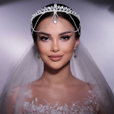 Women Rhinestone Wedding Bridal Bohemian Forehead Chain Headband Hair Jewelry