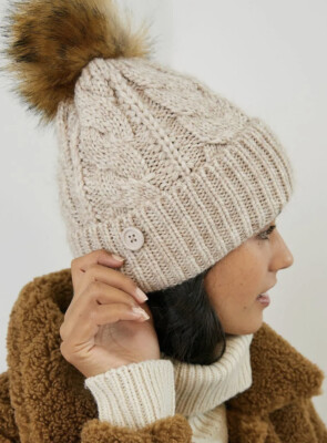 Anthropologie Norah Beanie + Reusable Face Mask Set Cozy Knit Pom-Pom Beanie Norah Beanie + Reusable Face Mask Set | Anthropologie main image 3