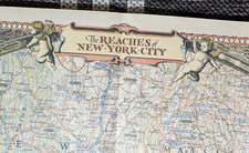 National Geographic 1939 MAP The REACHES of NEW YORK CITY  26" by 29"